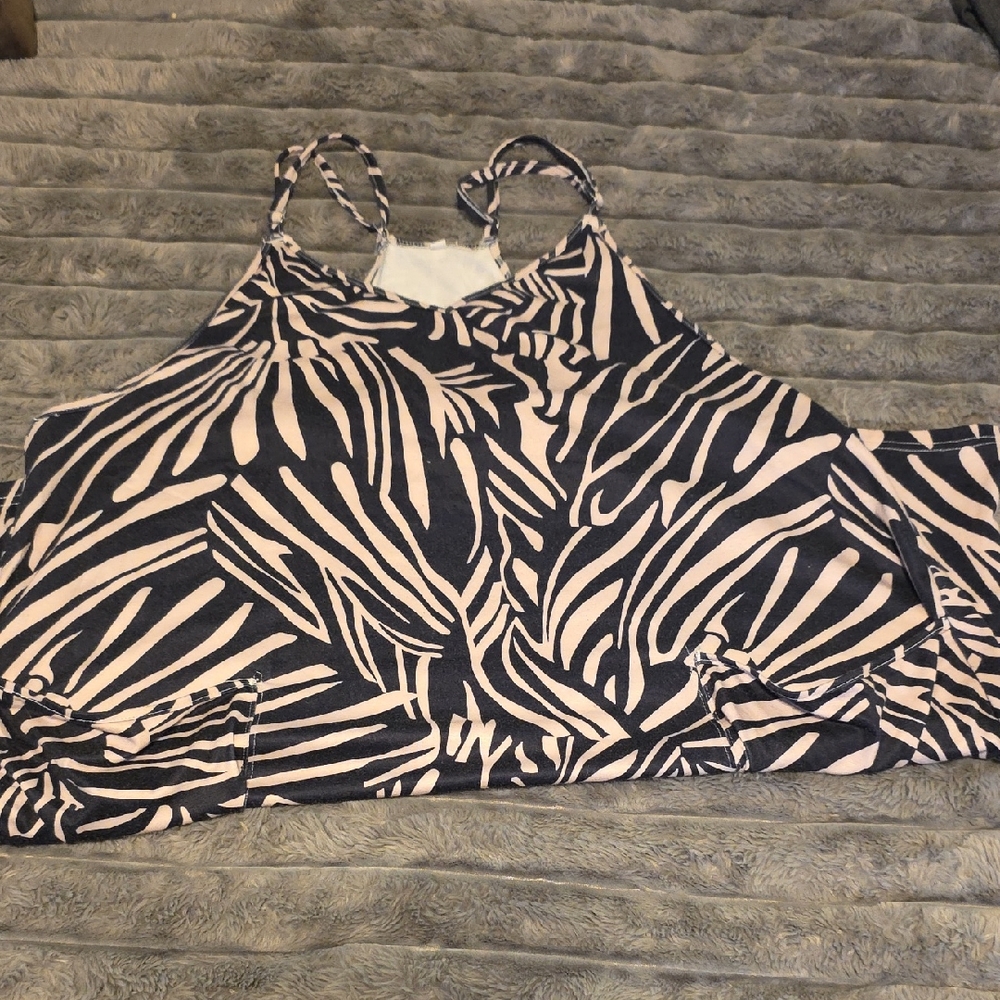 Zebra Print Romper With Pockets!